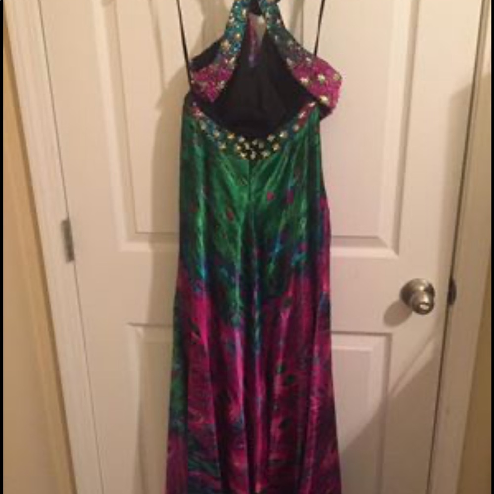 Size 4, petite peacock dress - Picture 5 of 6